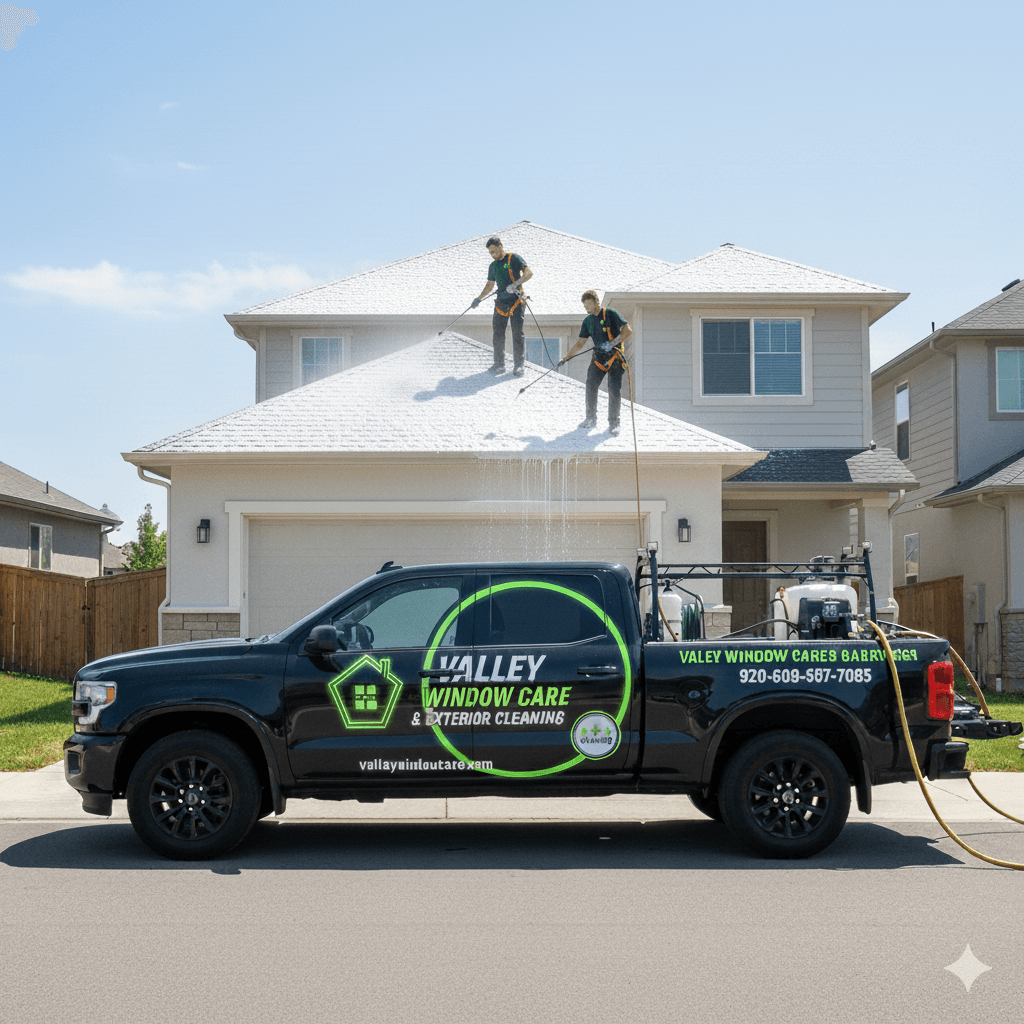Professional roof washing operations