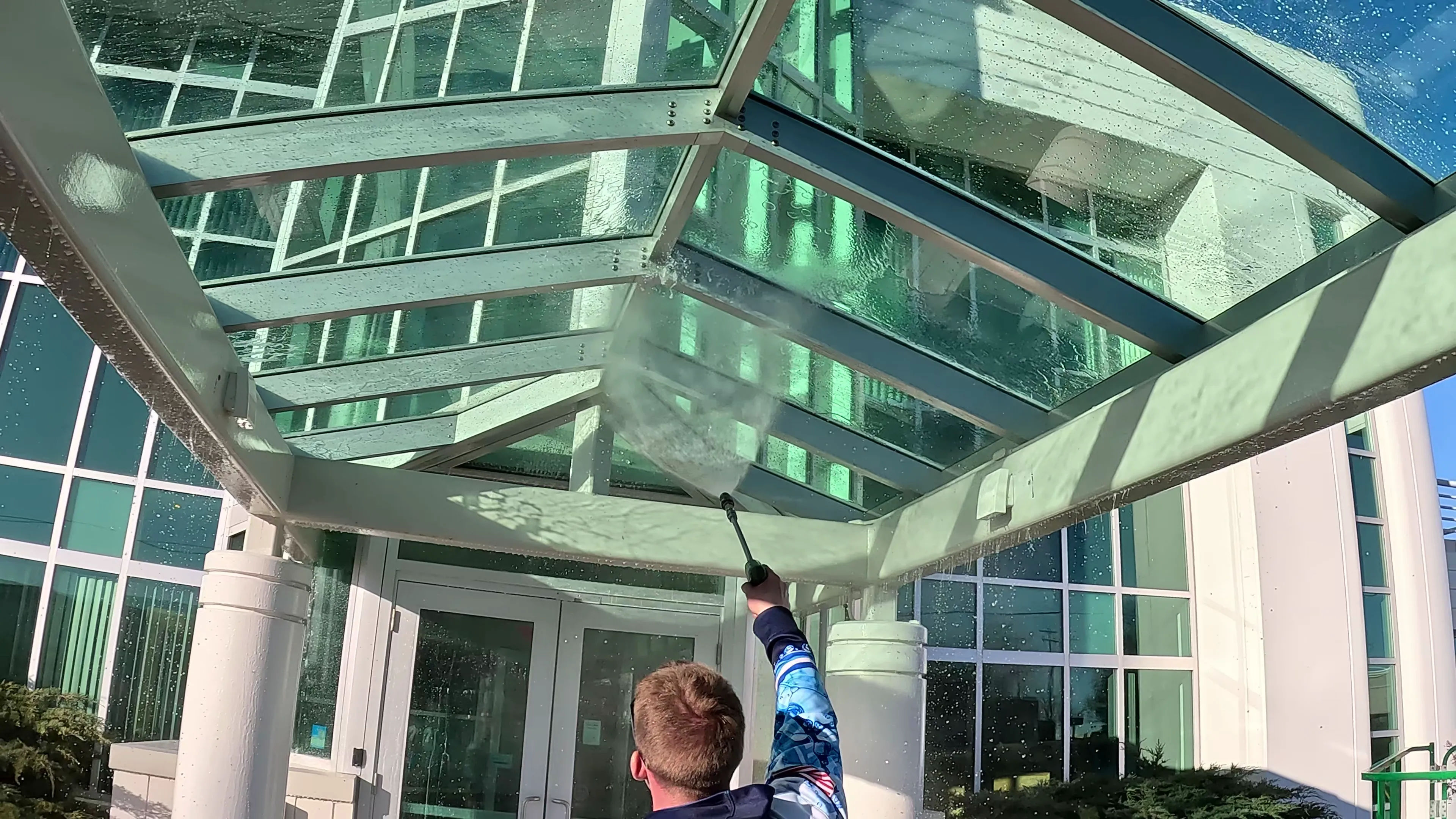 Commercial exterior awning cleaning in Northeast Wisconsin