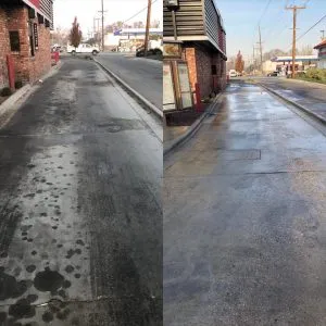 Before and after commercial drive-through cleaning