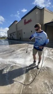 Drive-through concrete cleaning