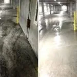 Before and after garage floor cleaning