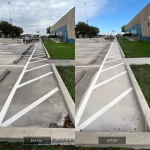 Commercial parking lot washing before and after