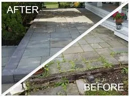 Concrete backyard patio pressure washing
