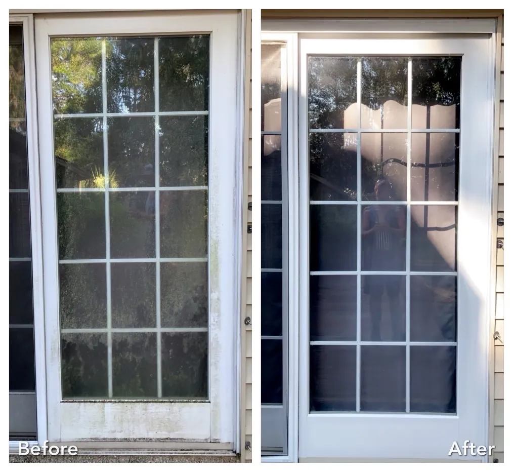 Before and after streak-free window cleaning